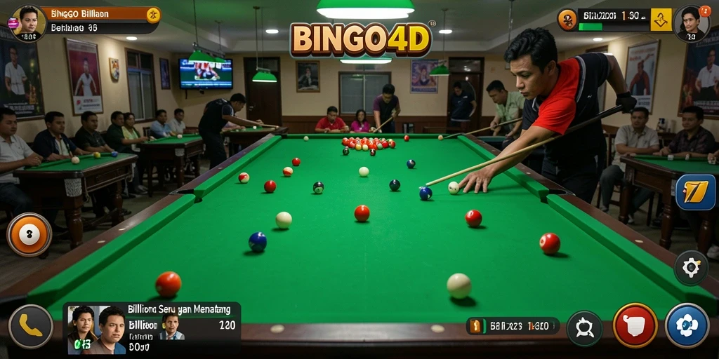 Antarmuka menarik BINGO4D dengan fitur Billiard interaktif.