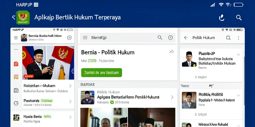 Tampilan antarmuka aplikasi HARAPJP dengan berita terkini.