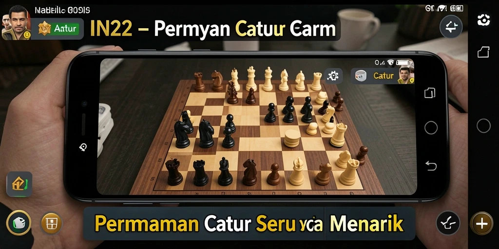 Screenshot antarmuka catur IN22 yang menarik dan interaktif.