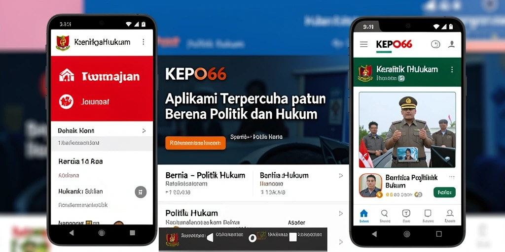 Antarmuka aplikasi KEPO66 menampilkan berita politik dan hukum terkini dengan jelas.